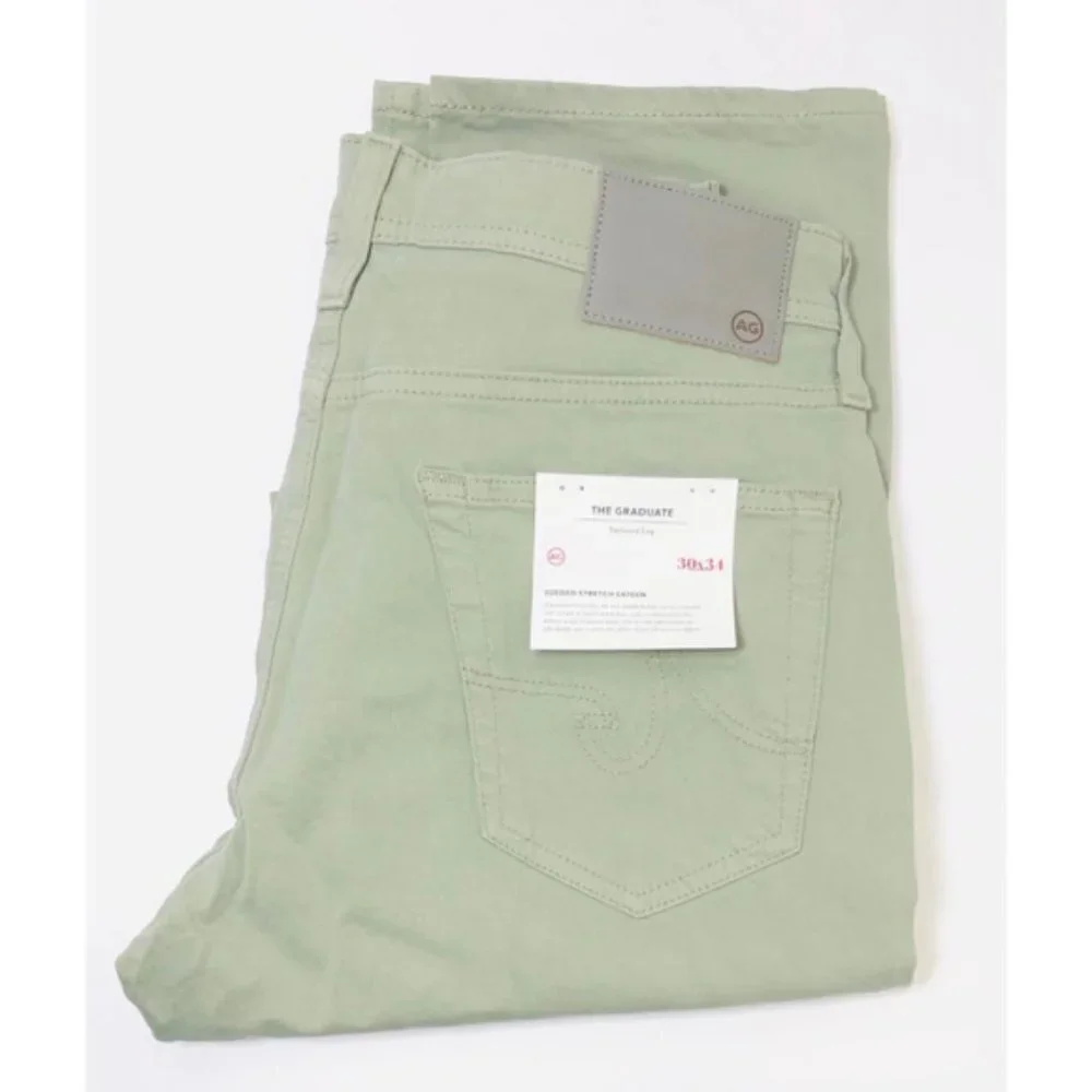 AG Adriano Goldschmied Mens Green SUD Slim Straight Leg Pants Sz 30 x 34 New